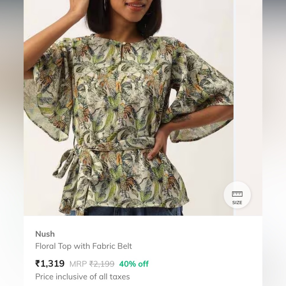 NUSH Floral Top With Fabric Belt - Picture 7 of 12